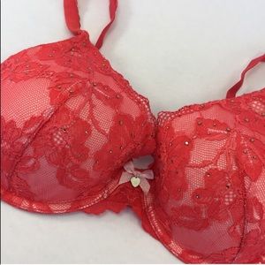 34 D Body by Victorias Secret Red Lace Sexy Bra